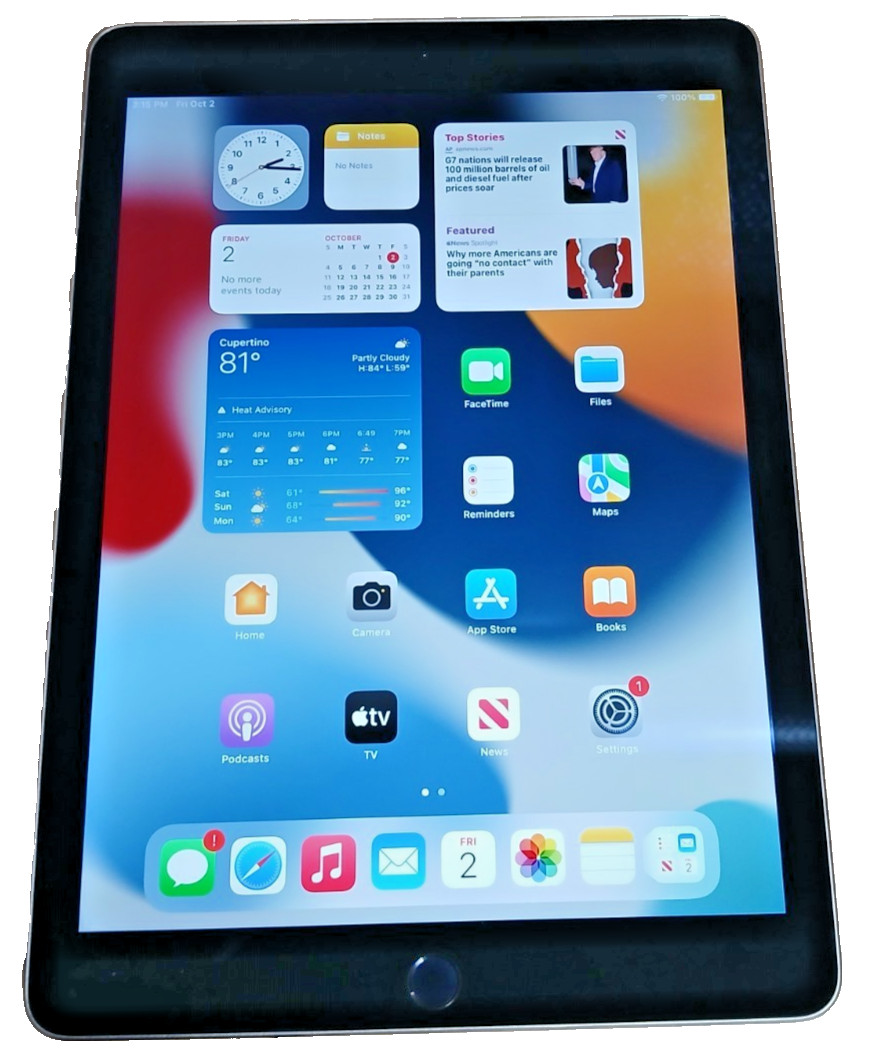 Apple iPad Air 2 A1566 64 GB, Wi-Fi, 9.7 in with cord only.