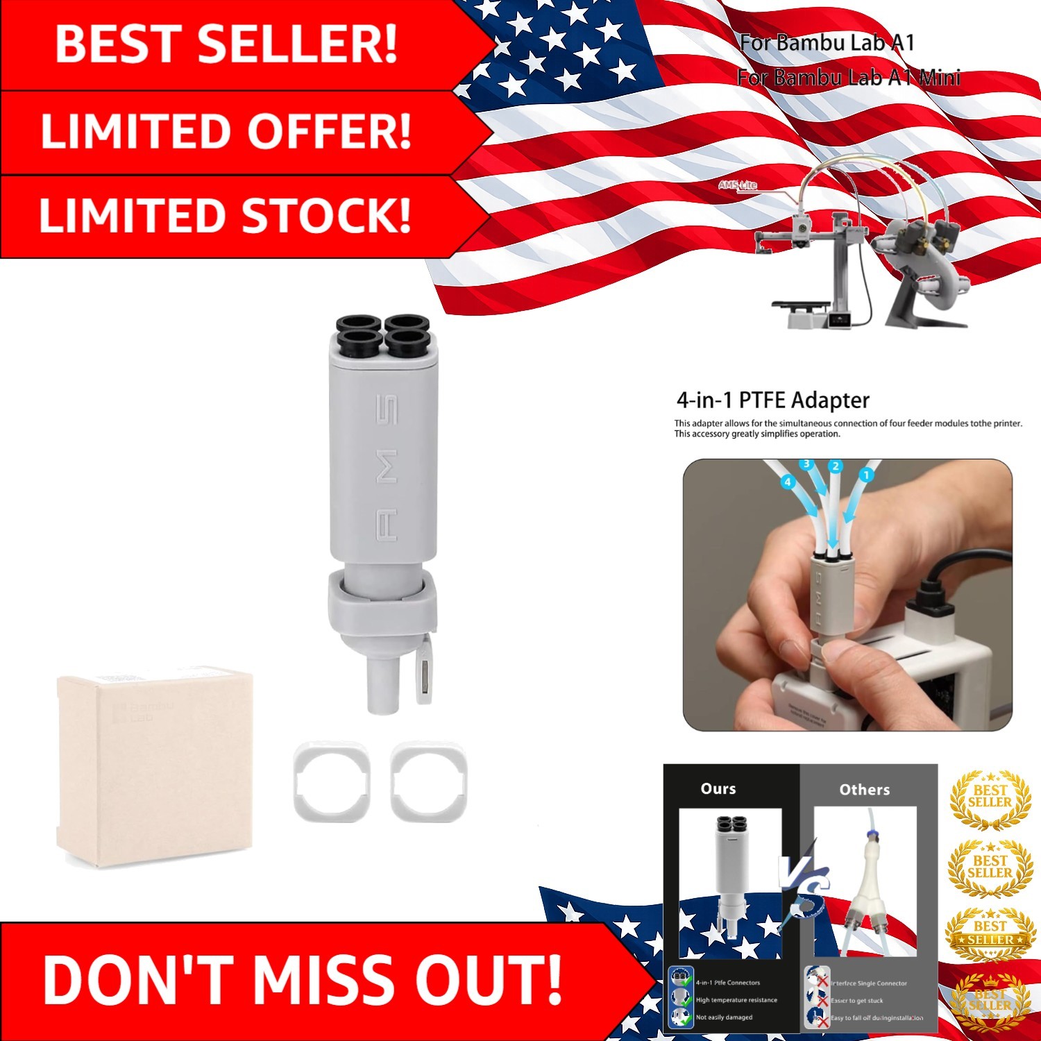 Bambu Lab A1/A1 Mini AMS Lite Filament Hub for Effortless Multi-Color Printing