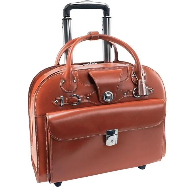 15.6" Edgebrook Leather Wheeled Ladies Laptop Case- Brown - 17x6x13.5" #96314