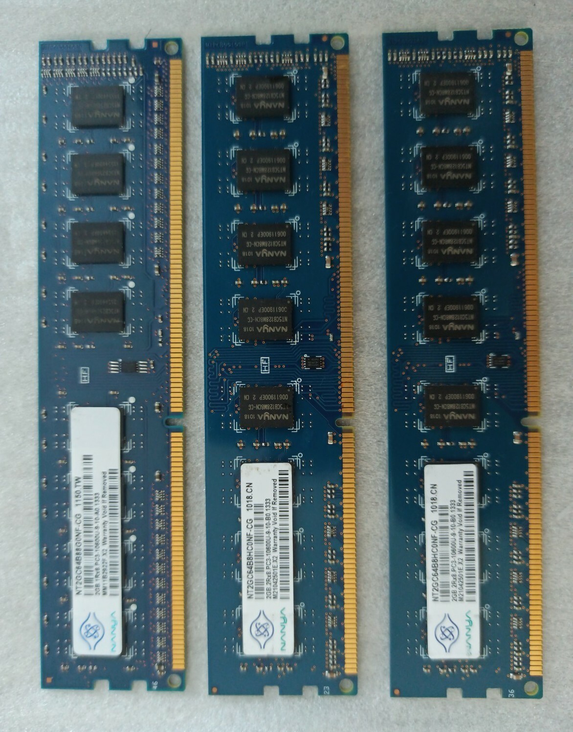 Nanya 6GB (3x2GB) 2Rx8 PC3-10600U NT2GC64B8HCONF-CG Desktop Ram Memomy