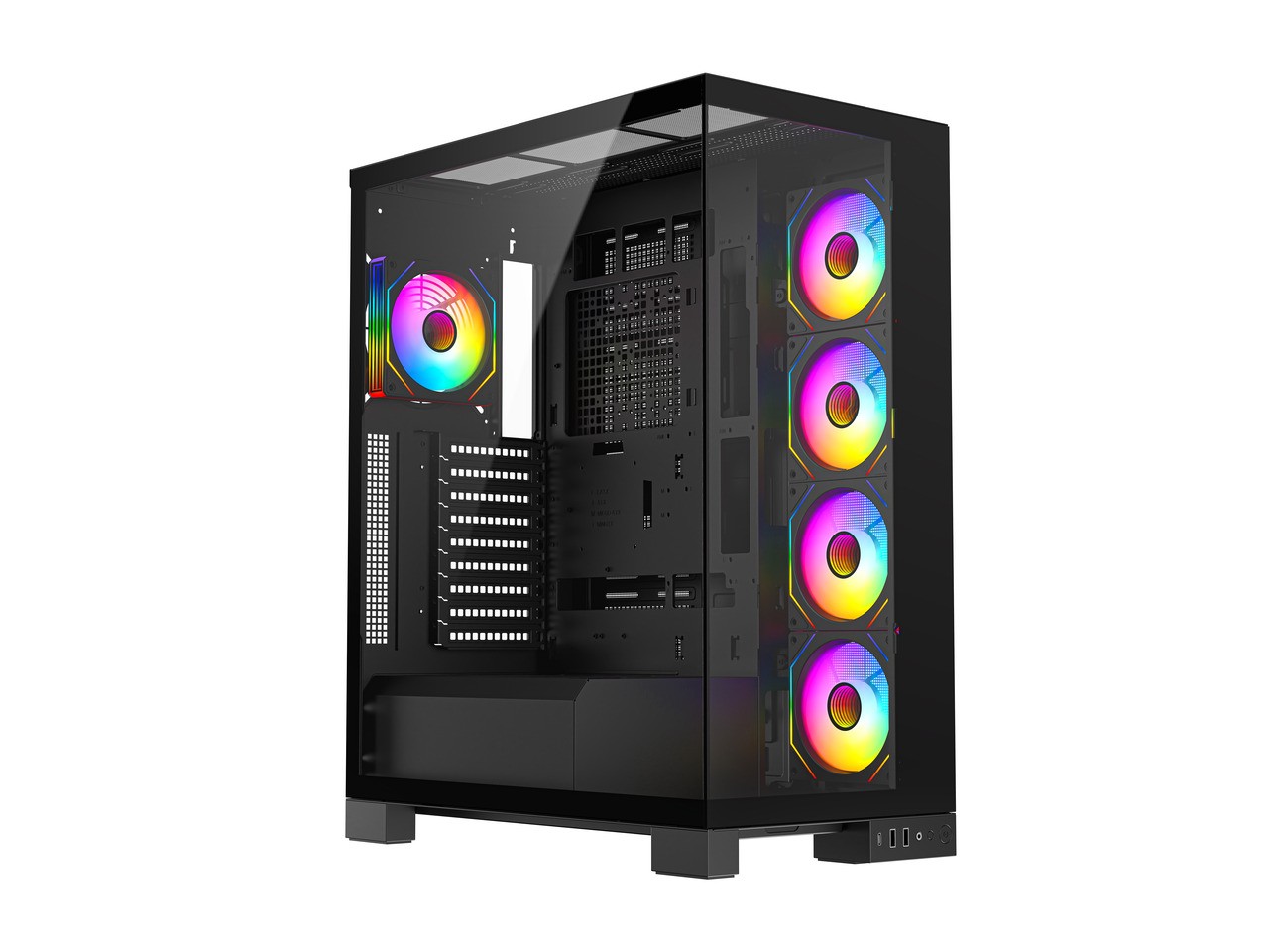 DIYPC  Vanguard-F2-Pro Black Dual USB3.0 and Type C Tempered Glass ATX Full