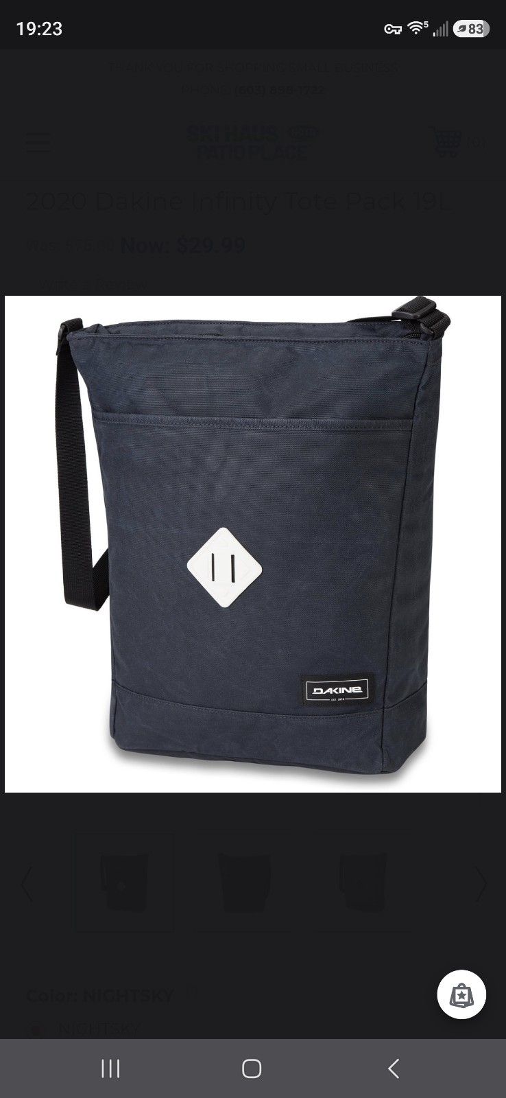 Dakine Infinity Tote Pack 19L Nightsky Laptop Travel Commuter Bag 