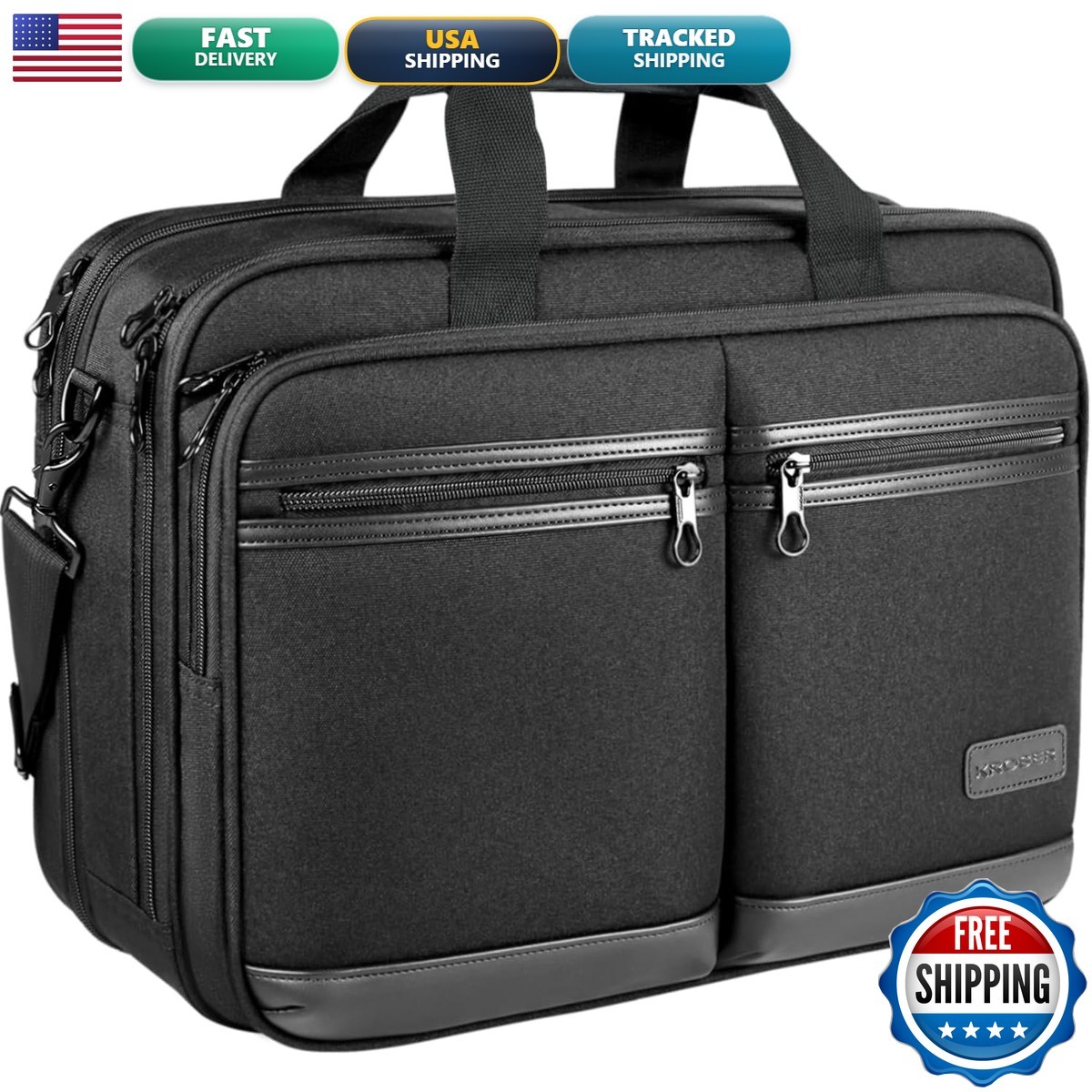 KROSER 17.3 Inch Laptop Computer Bag Messenger Water-Repellent Briefcase