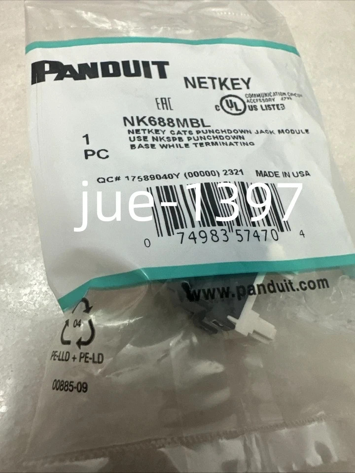 Panduit NetKey NK688MBL Cat6 Keystone Jack black Module (Box of 50)Free shipping