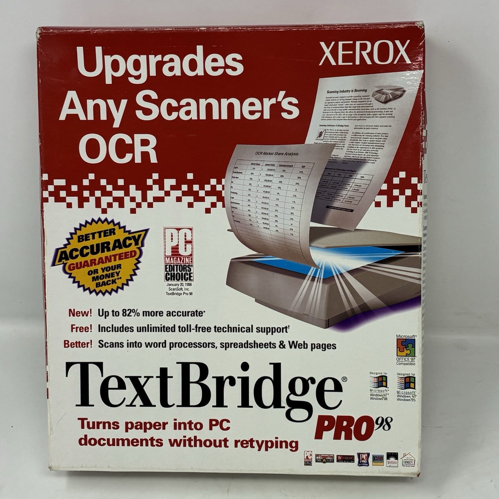 Xerox TextBridge Pro98 for Windows, Full Edition -Not A Demo- CD Retail Big Box