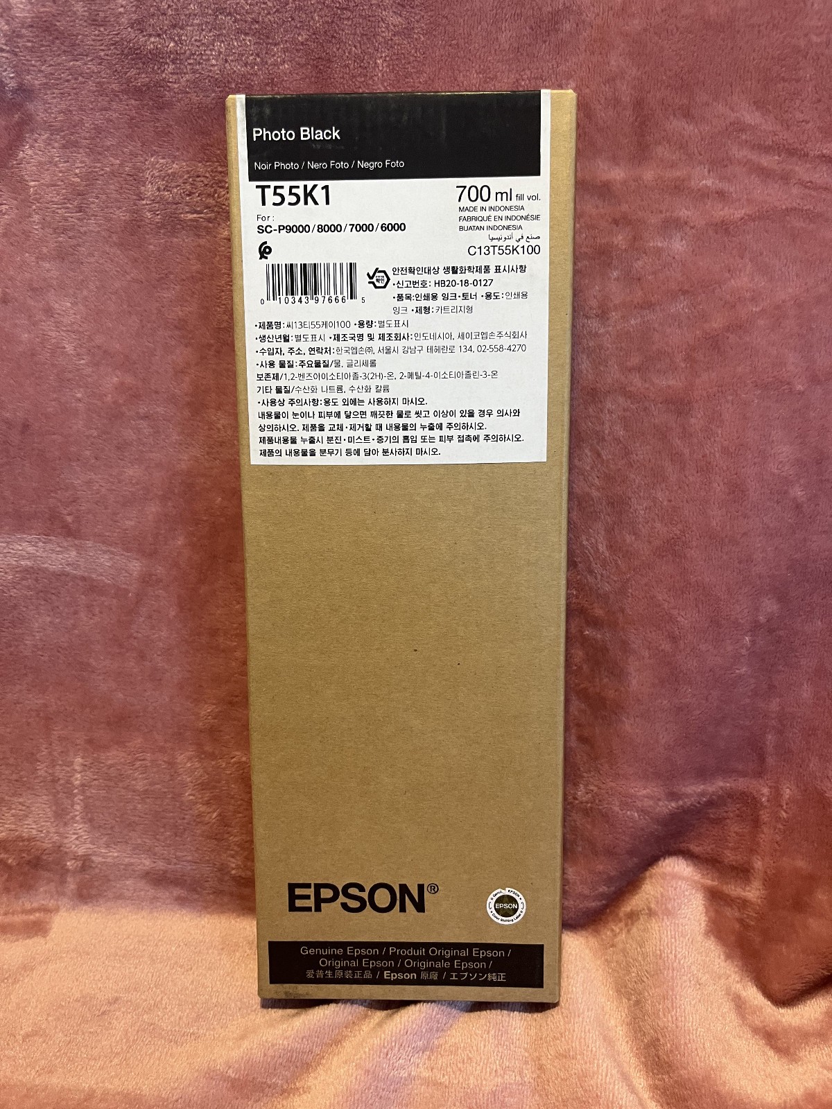 Genuine Sealed Epson T55K1 Photo Black Ink Cartridge Date: February 2027