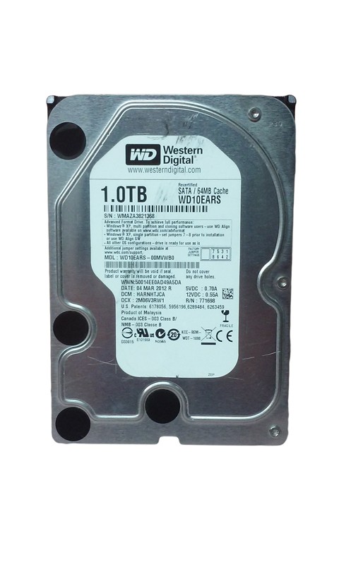 Western Digital Recertified WD Caviar Green WD10EARS 1TB 3.5" SATA II Hard Drive