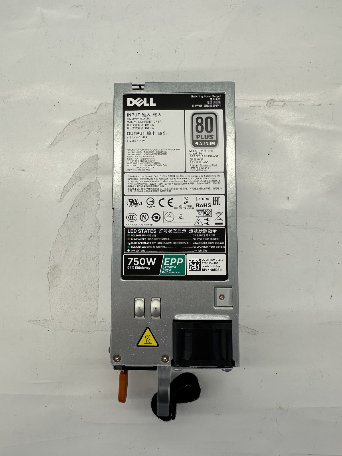 Dell HTRH4 750W Power Supply for PowerEdge R630 (Lite-On L750E-S0)