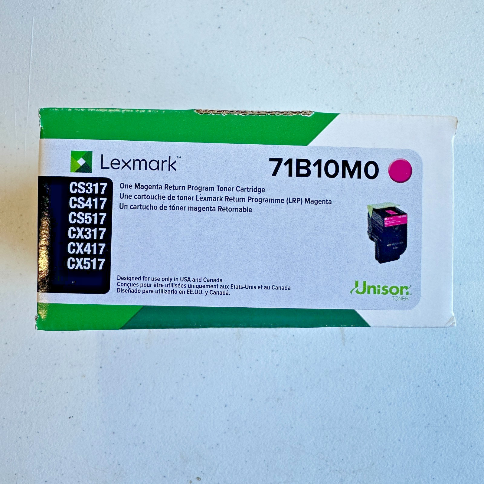 Lexmark 71B10M0 Magenta Toner Cartridge Genuine OEM Sealed CS317 CS417 CX317