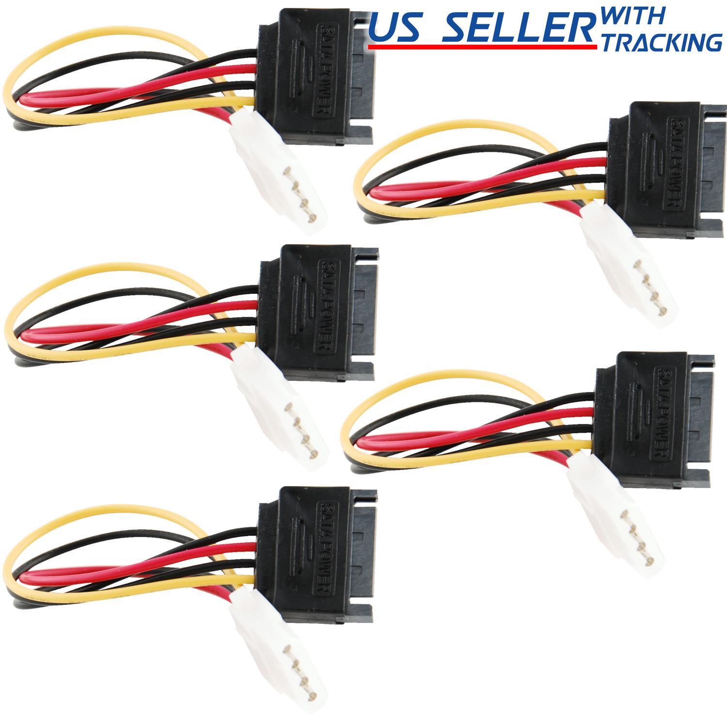 (5-pack) SATA Power Female to Molex Male Adapter Converter Cable, 6-Inch 5X