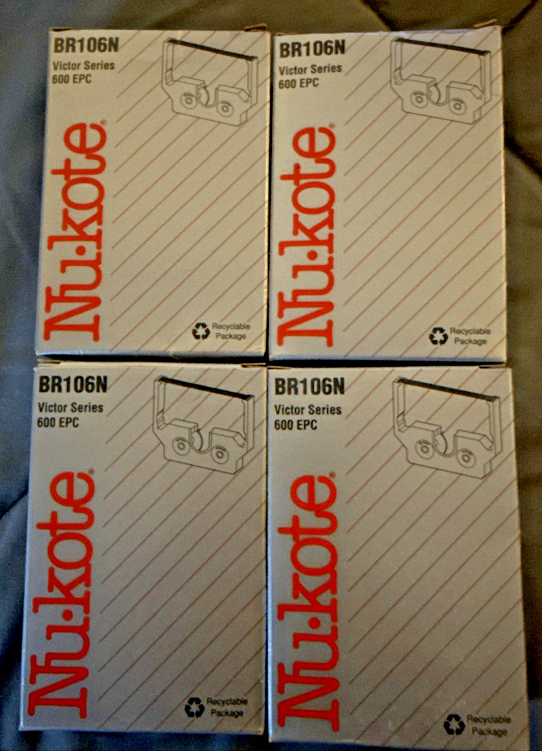 4 Nukote BR106N Victor Series 600 EPC Replacement Ribbon Black/Red - Sealed/New