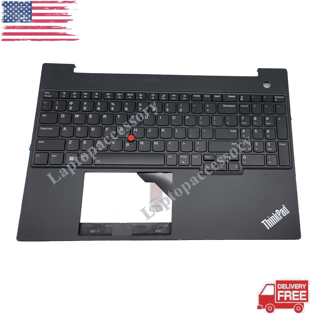 New Black Palmrest Keyboard Backlit with FPR For Lenovo Thinkpad E16 Gen 1 US