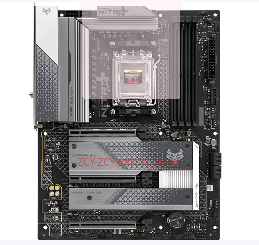 SAPPHIRE NITRO+ B850A WIFI7 AM5 ATX AMD B850 DDR5 PCIe 5.0 Gaming Mainboard