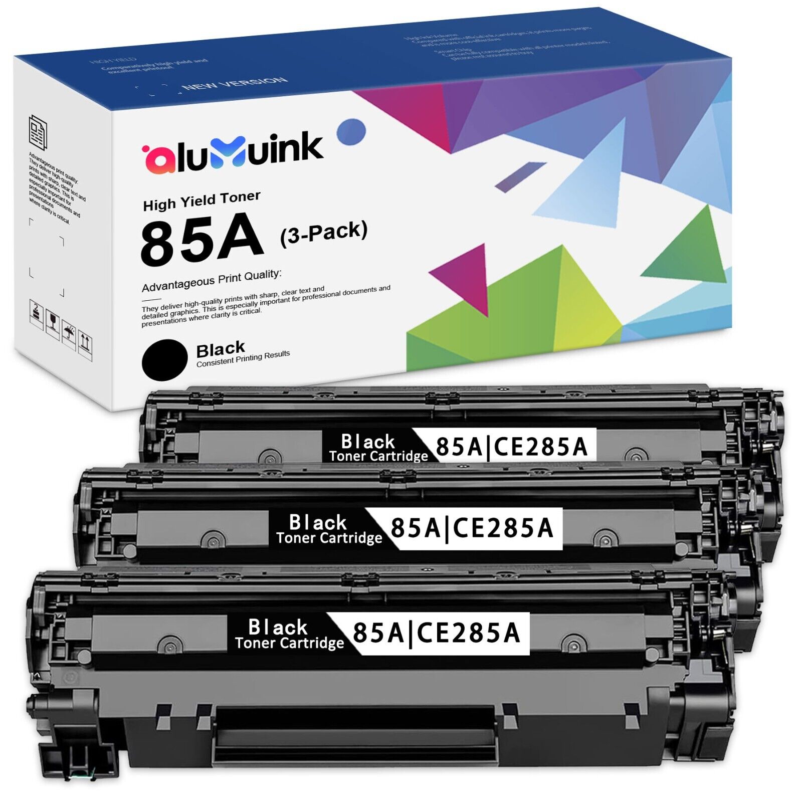 85A Black Toner Cartridge (3-pack) Replacement for HP 85A Toner Pro P1102w P1103