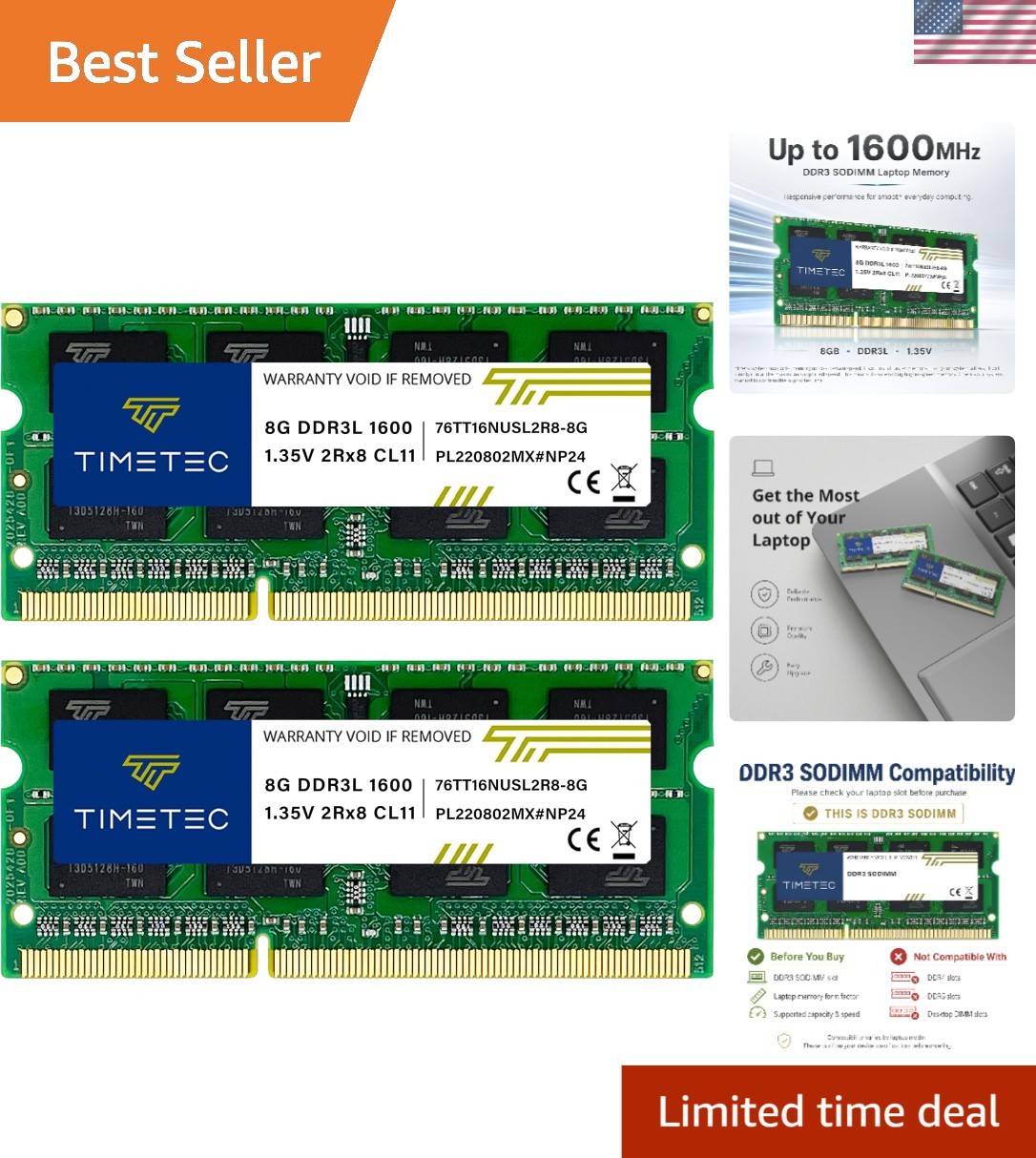 16GB DDR3L RAM Kit (2x8GB) 1600MHz for Enhanced Laptop Performance