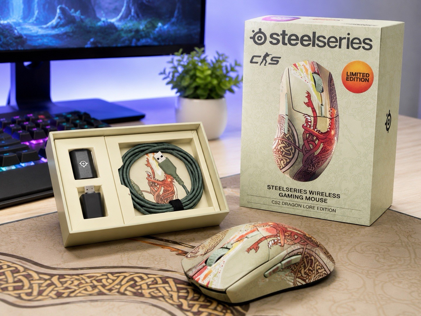 SteelSeries - CS2 Dragon Lore Aerox 3 Mouse Counter Strike Limited Edition NEW