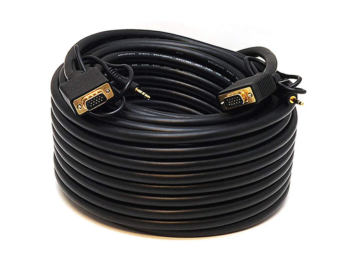 Super VGA HD15 M/M Cable - 75ft W/ Stereo Audio and Triple Shielding | CL2 Rated