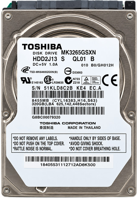 TOSHIBA MK3265GSXN 320GB SATA HDD Tested Sanitized