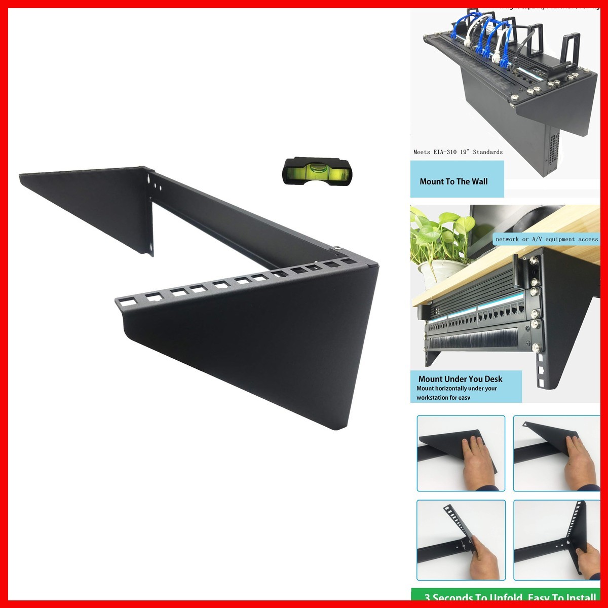 JINGCHENGMEI 4U19 Vertical Wall Mount Patch Panel Bracket Heavy Duty