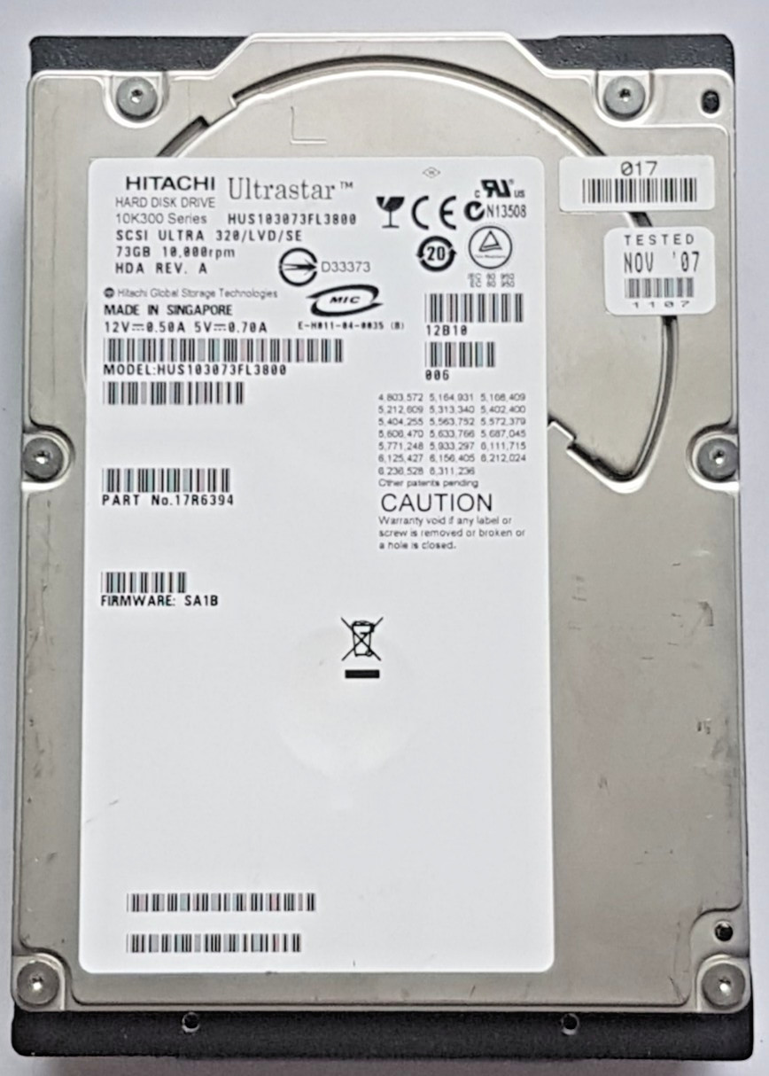 73GB Hitachi Ultrastar HUS103073FL3800 10K SCSI U320/LVD/SE 80pin 3.5" HDD