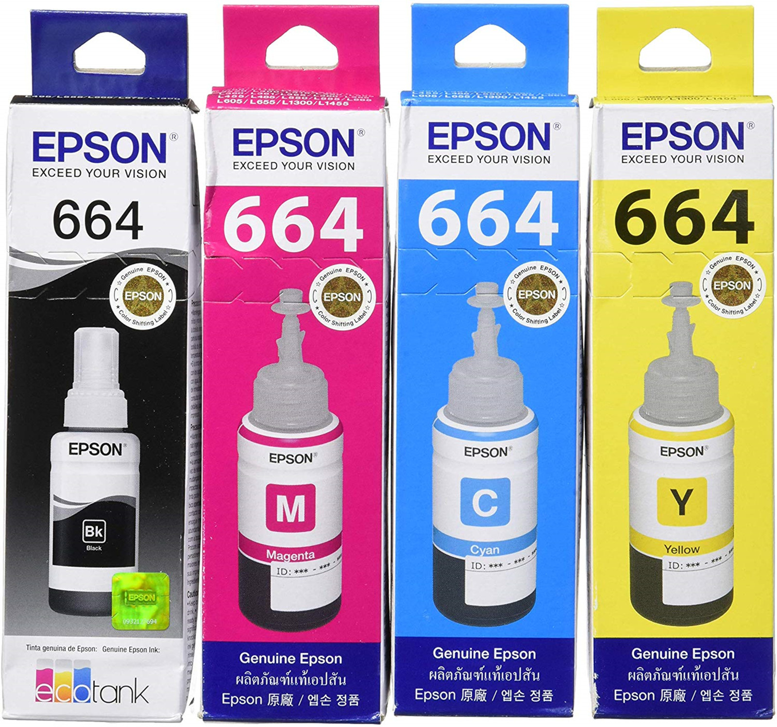 New Genuine Epson 664 Black Cyan Magenta Yellow Bottle ET-2500