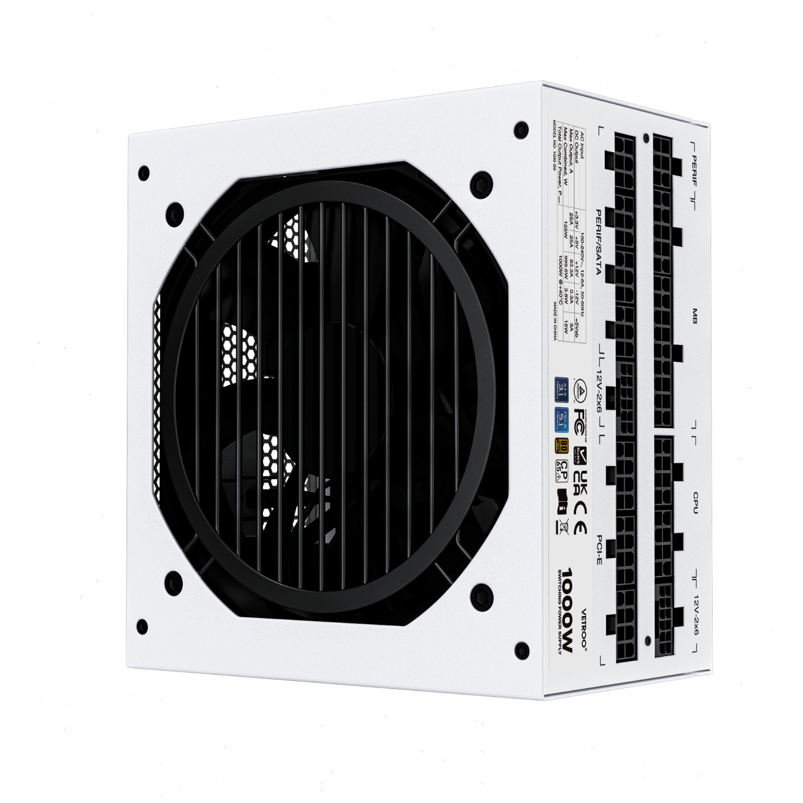 Vetroo 1000W White Gaming Power Supply ATX 3.1 PCIE 5.1 Full Modular 80 Gold PSU