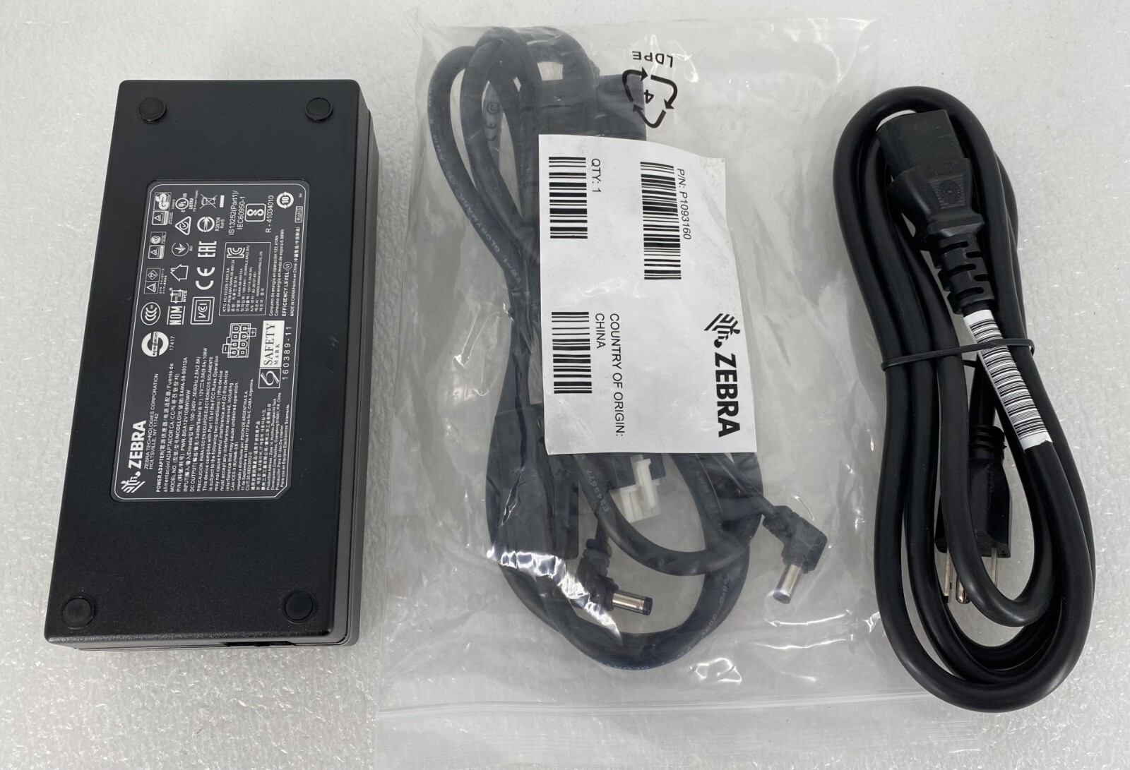 10X ZEBRA SAWA-58-90012A 12V POWER ADAPTER & POWER CORD w/ CABLE P1093160