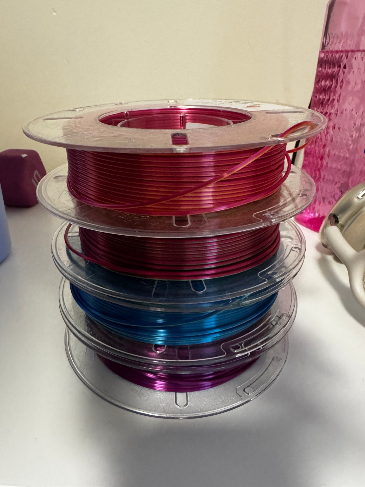 AMOLEN Silk PLA 3D Printer Filament Bundle, Shiny Dual Color Filament 1.75mm
