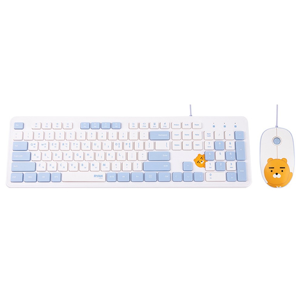 Kakao Friends Wired Keyboard & Mouse Set Korean/English, Blue, Ryan