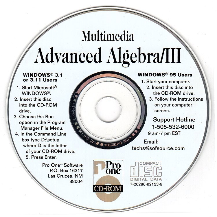 Multimedia Advanced Algebra/III (PC-CD, 1997) for Windows - NEW CD in SLEEVE