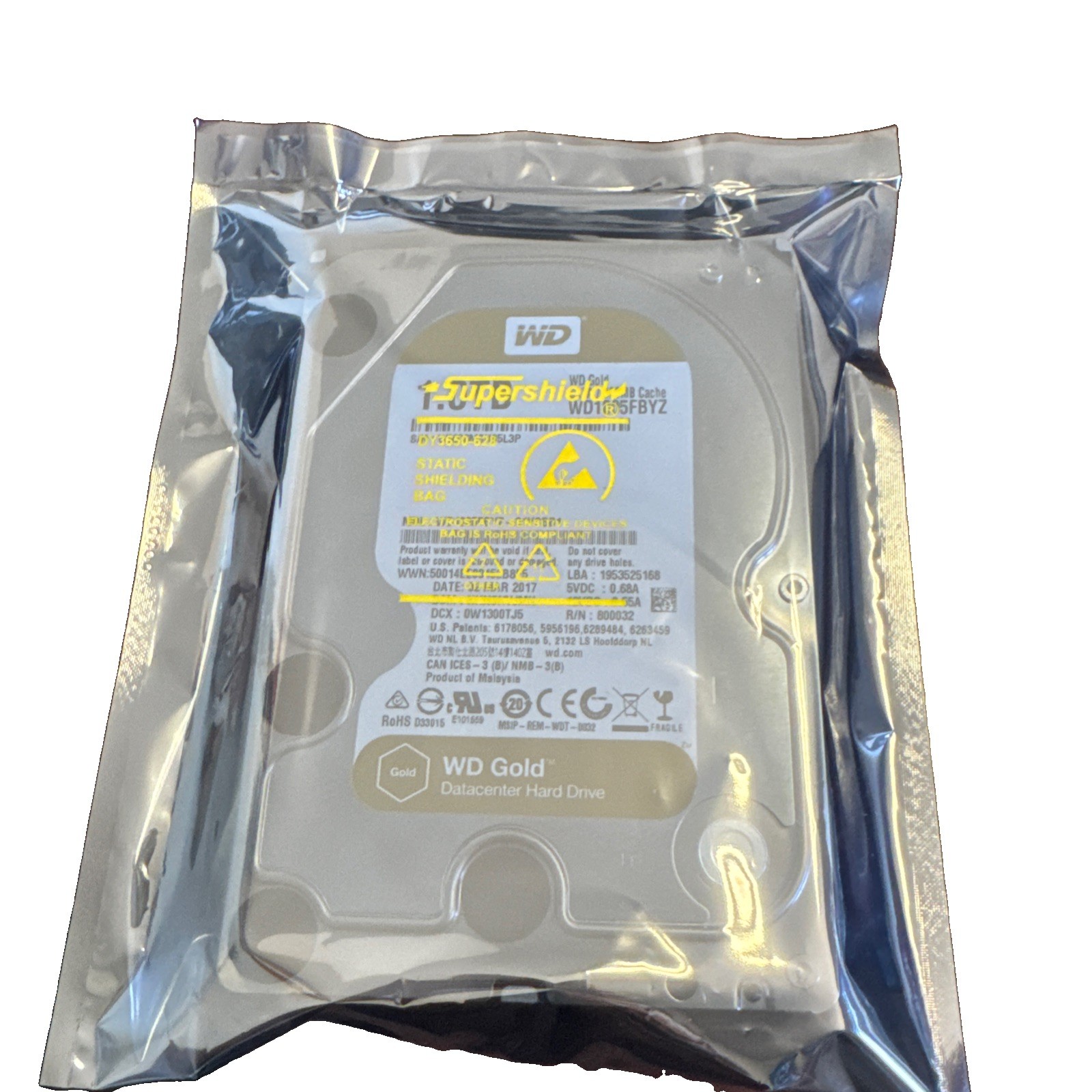 WD Gold WD1005FBYZ 1TB 3.5" SATA 7200RPM 128MB Cache Internal Hard Disk Drive