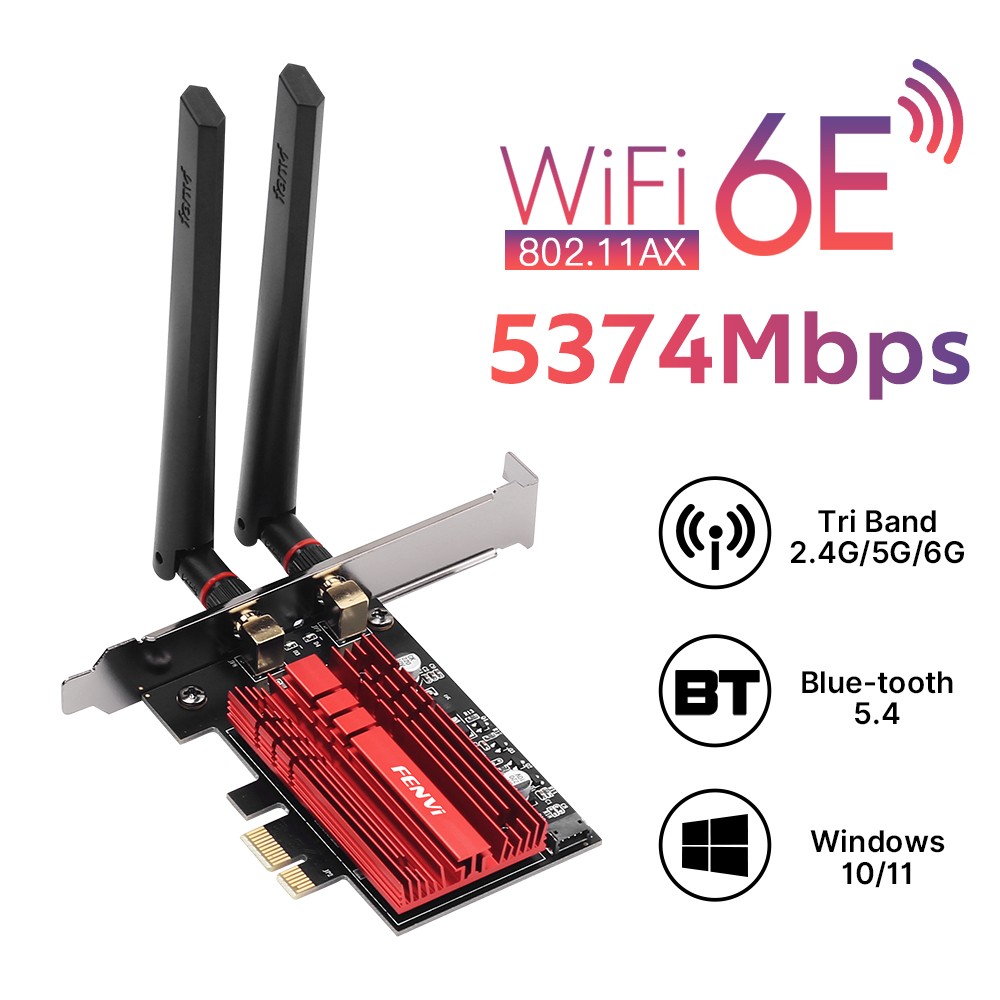 FENVI WiFi 6E PCIe Card AX210 Chip Tri-band BT5.4 FV-AXE3000 for Desktop Adapter