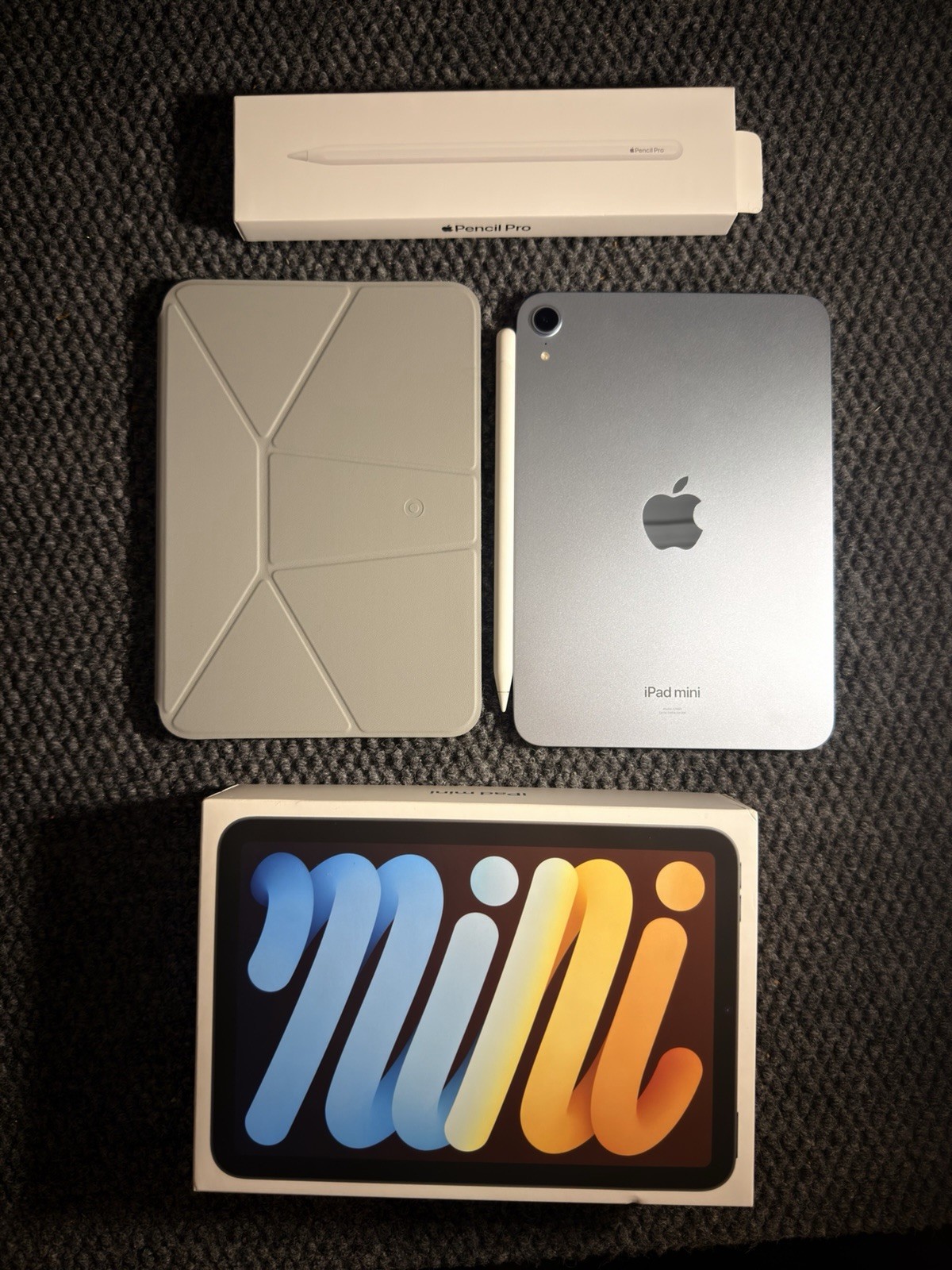 Apple iPad mini A17Pro 128GB Blue Wi‑Fi bundle Apple Pencil Pro + Moft Case MINT