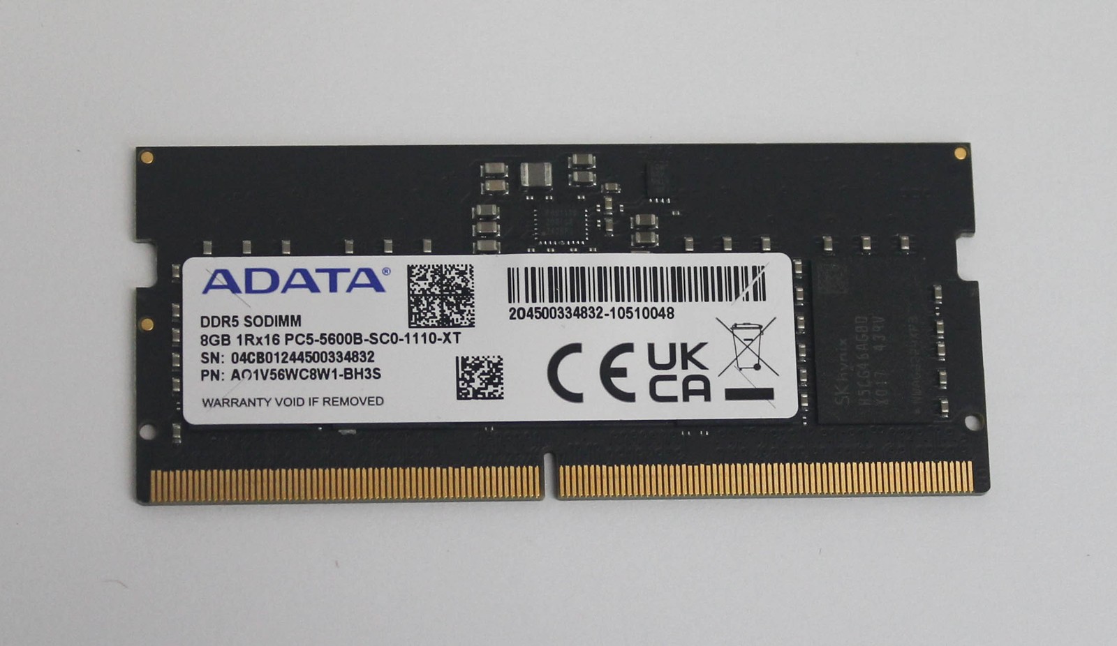 AO1V56WC8W1-BH3S ADATA MEMORY 8GB 1RX16 PC5-5600B "GRADE A"