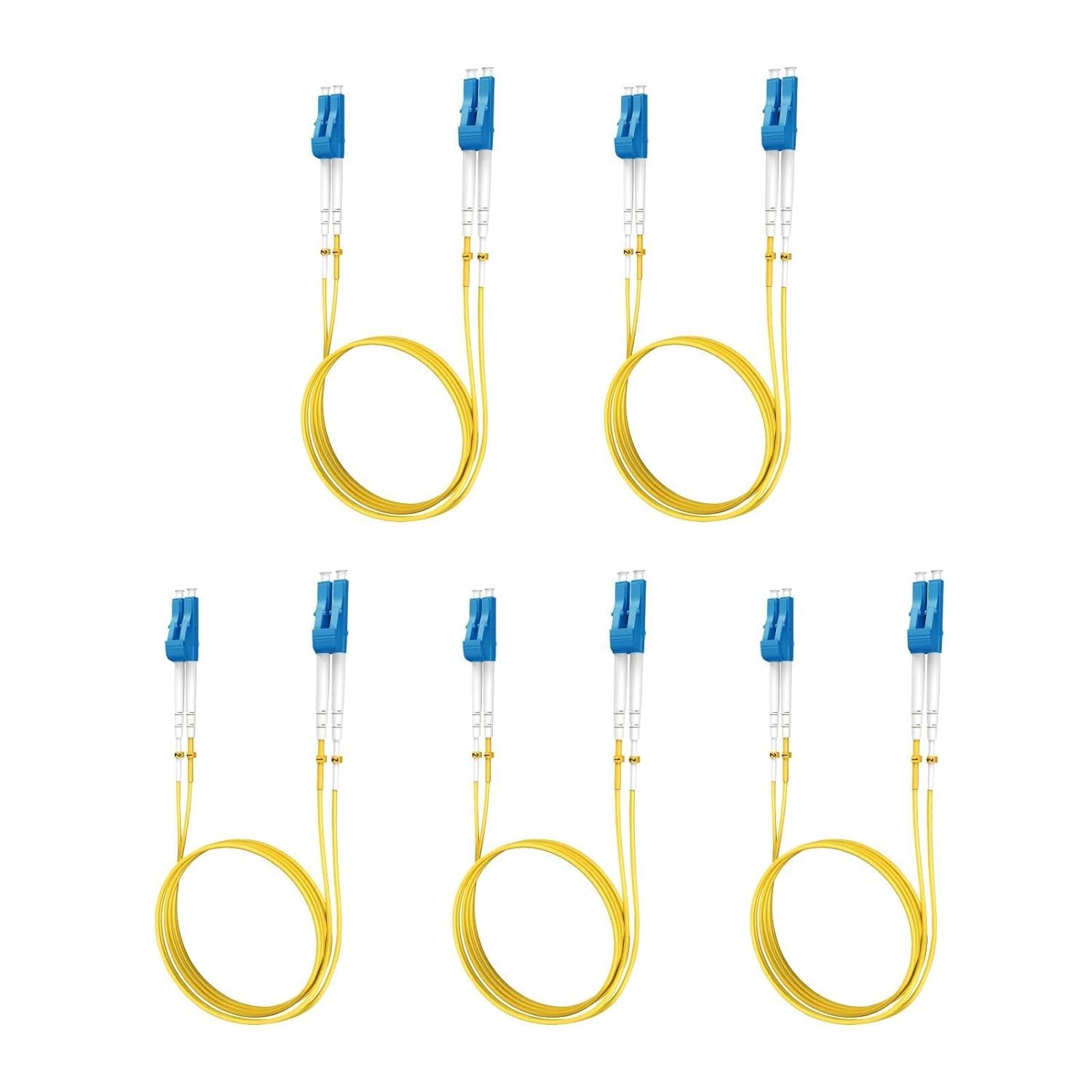 5 PCS OS2 Single Mode Fiber Patch Cable Lc to Lc 1M 3.28 Ft Duplex Yellow SMF