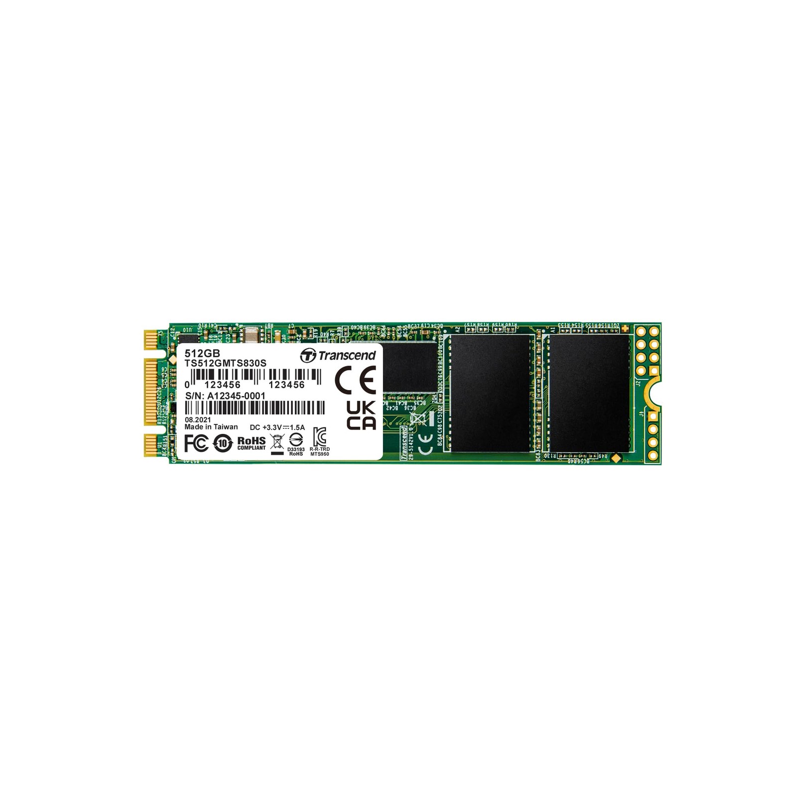 Transcend MTS830 512GB M.2 2280 SATA III SSD with Dram Cache, Up 512GB, Green