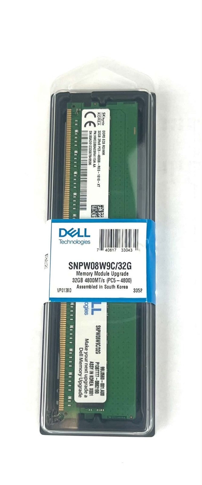 32GB DDR5 PC5-PC4800B 2Rx8 ECC RDIMM DELL  SNPW08W9C/32G  RETAIL BOX SERVER MEM