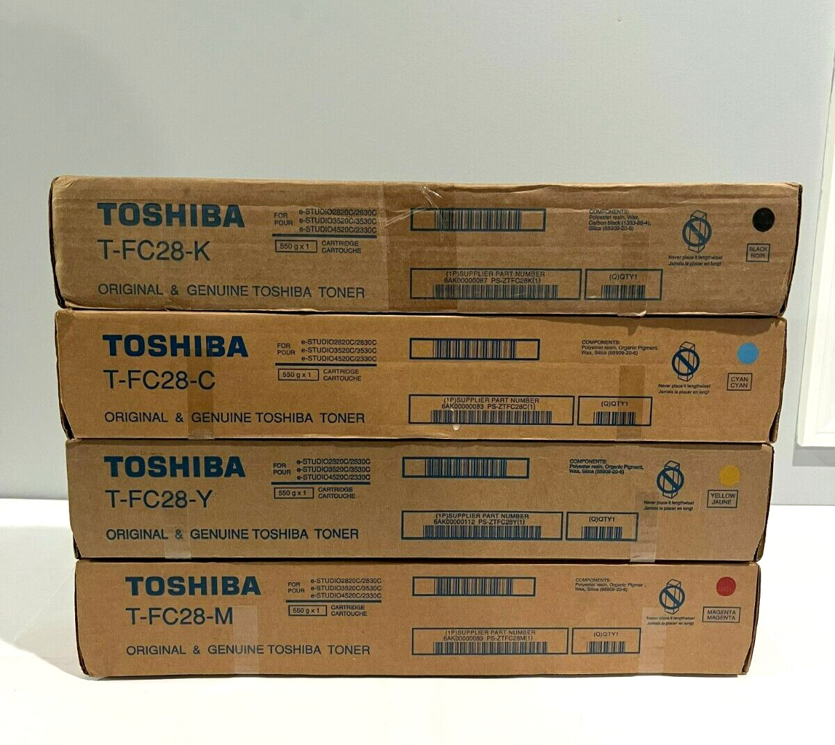 Toshiba T-FC28-C, T-FC28-Y, T-FC28-M, T-FC28-K, Toner Set x4 For 2330C 3530C NEW