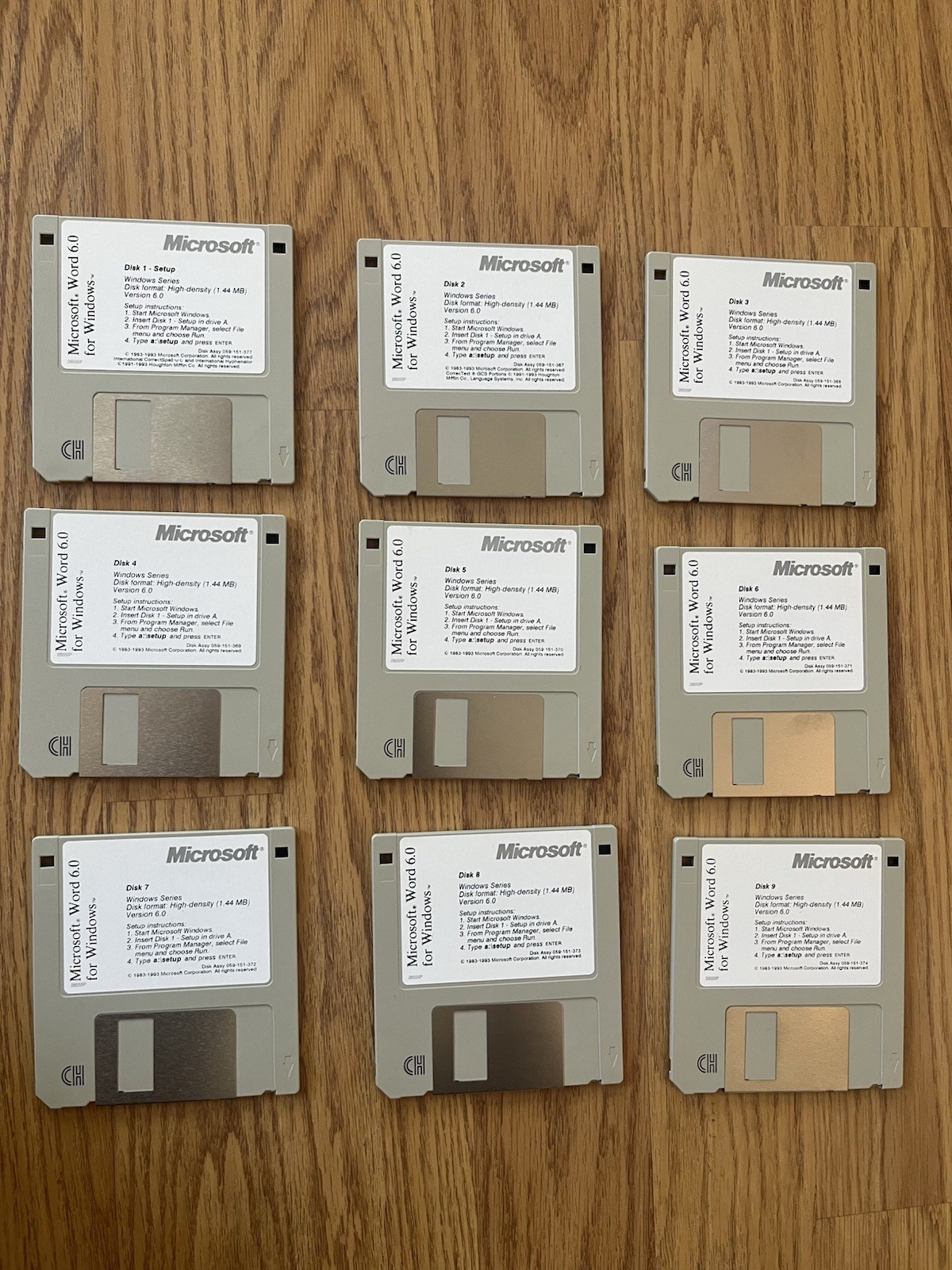 Microsoft Word 6.0 For Windows Version 6.0 | Floppy Disk Set 3.5" Set of 9
