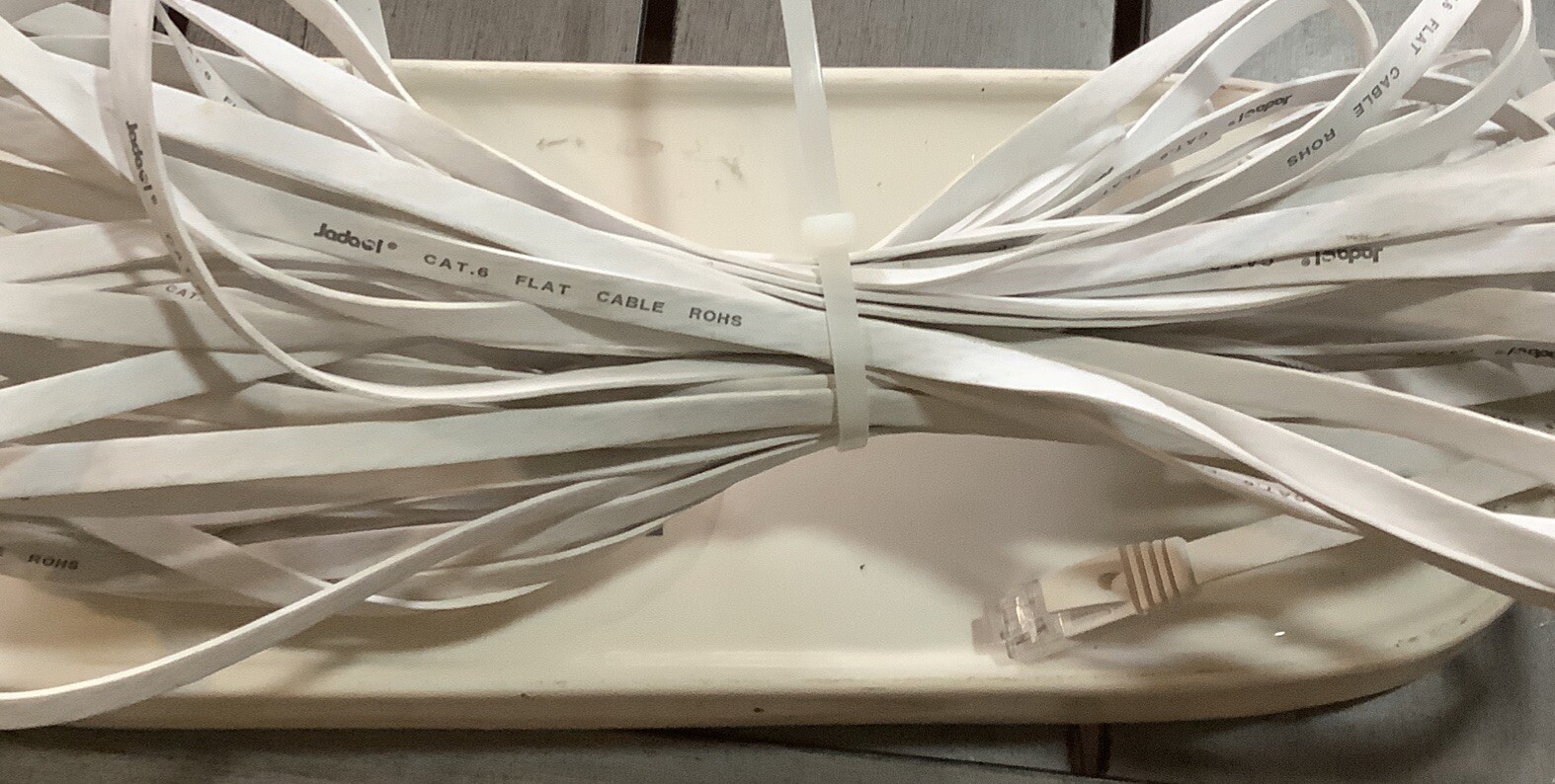 Jadaol Cat 6 Ethernet Cable 48 ft Flat Internet Network Patch Cable-White-ROHS