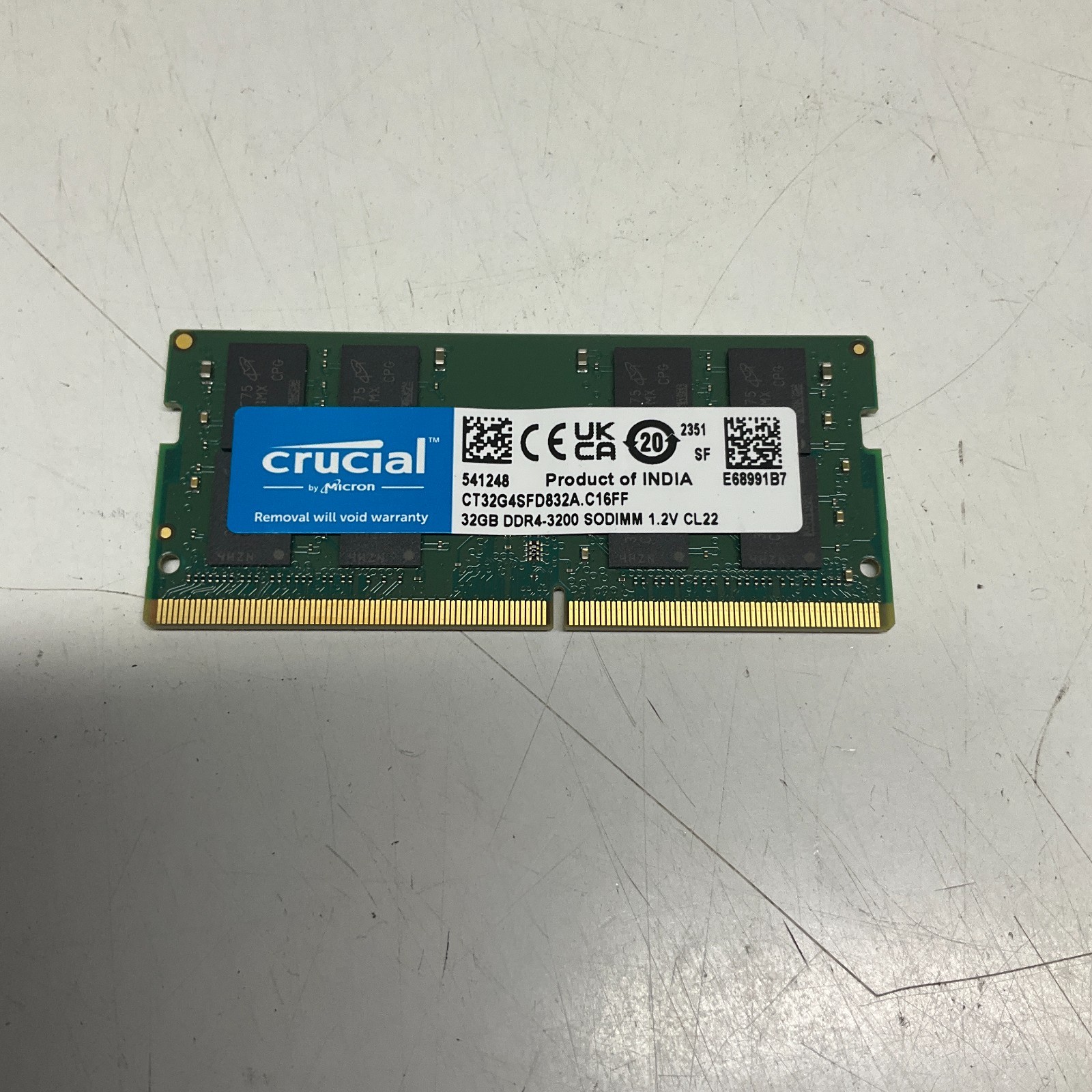 Crucial 32GB (1x32GB) DDR4 3200Mhz SODIMM RAM Laptop Memory CT32G4SFD832A
