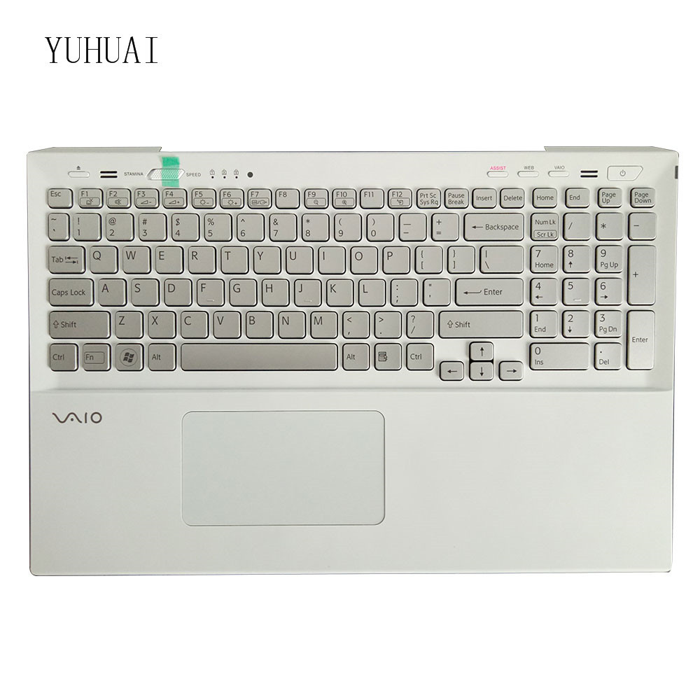 For Sony VAIO SVS15 SVS151A11L US With backlight keyboard Silver Palmrest Cover