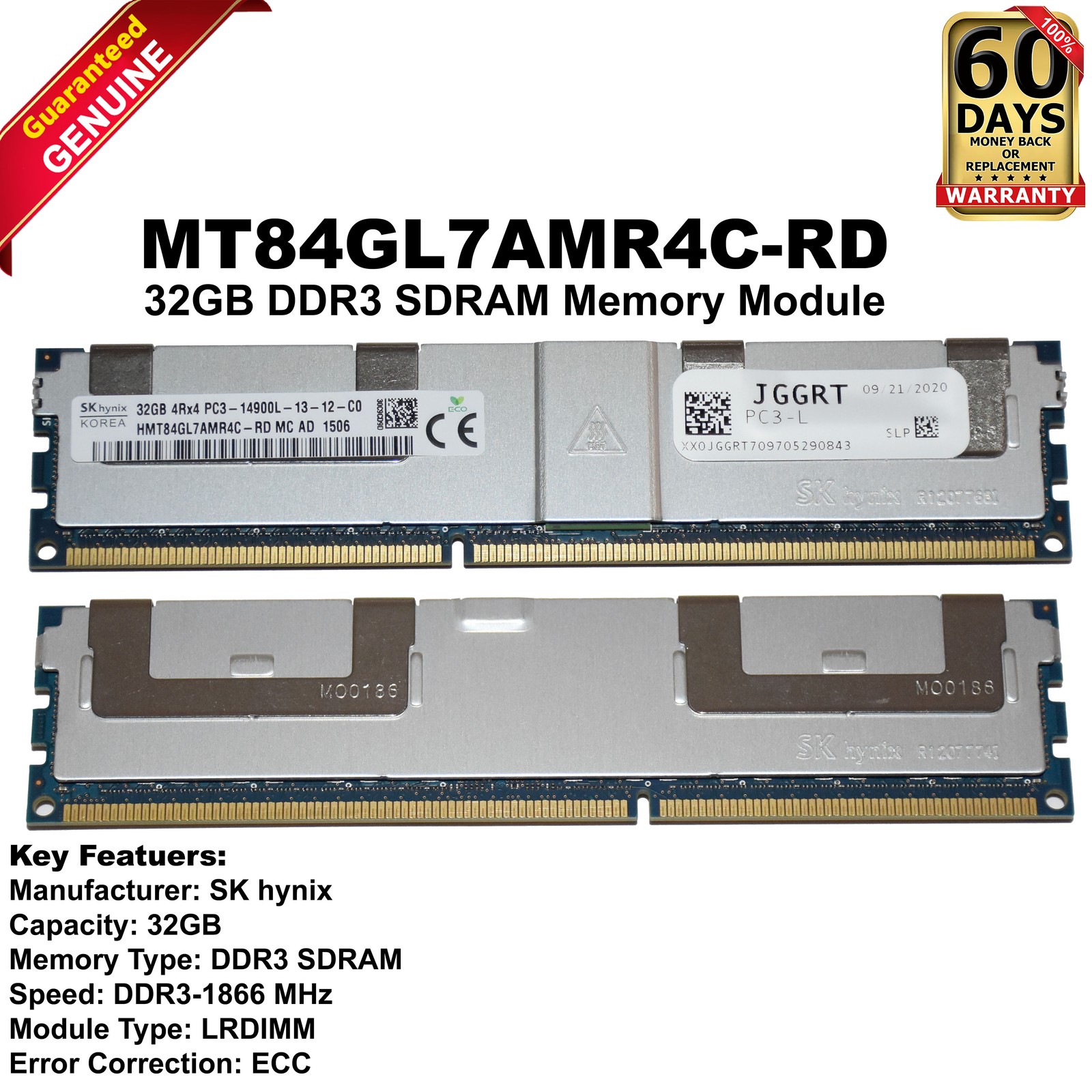 SK Hynix 256GB 8x32GB 1866MHz DDR3 4Rx4 LRDIMM Server Memory HMT84GL7AMR4C-RD