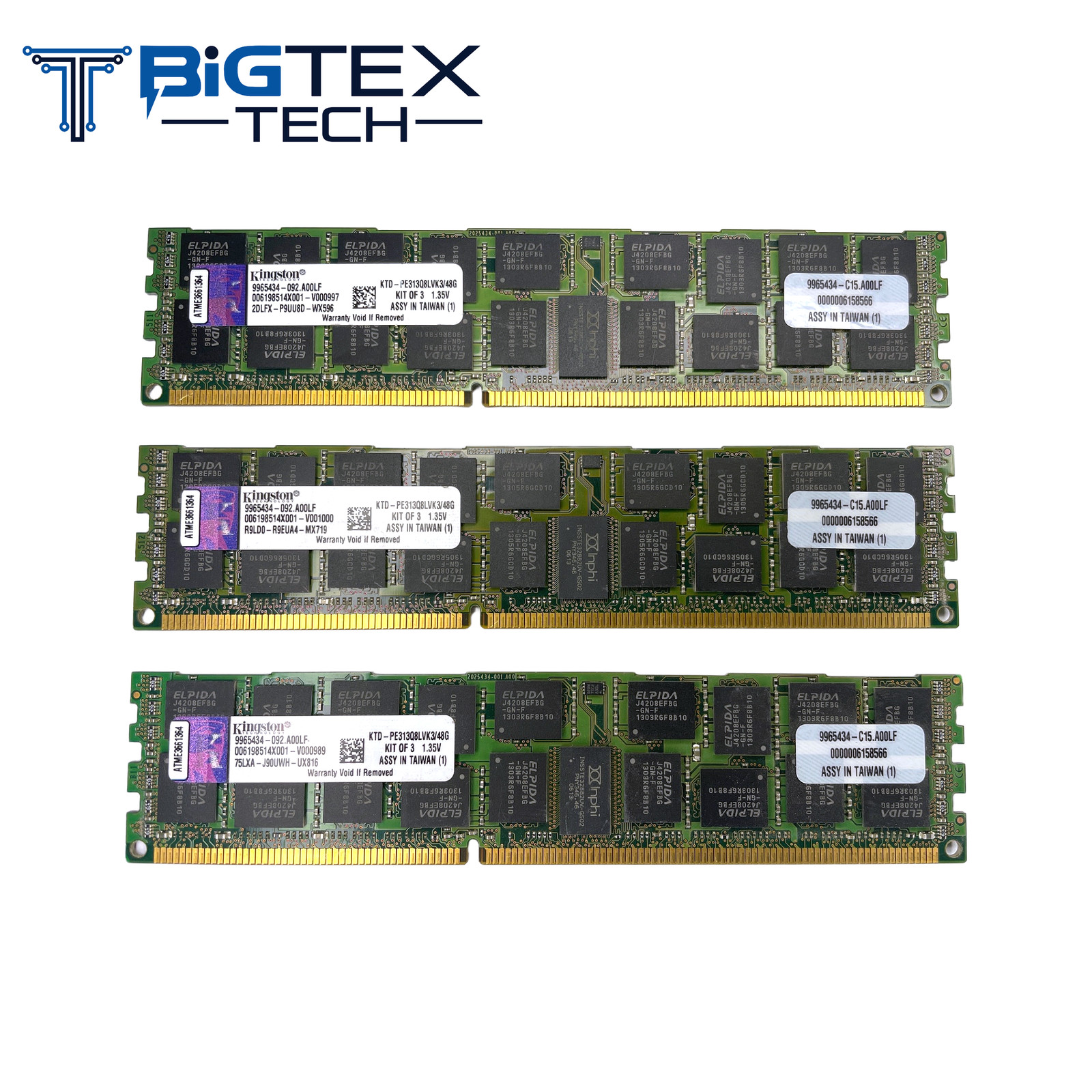 (Lot Of 3) 3x16GB Kingston KTD-PE313Q8LVK3/48G 48GB RAM - Good / Tested Working
