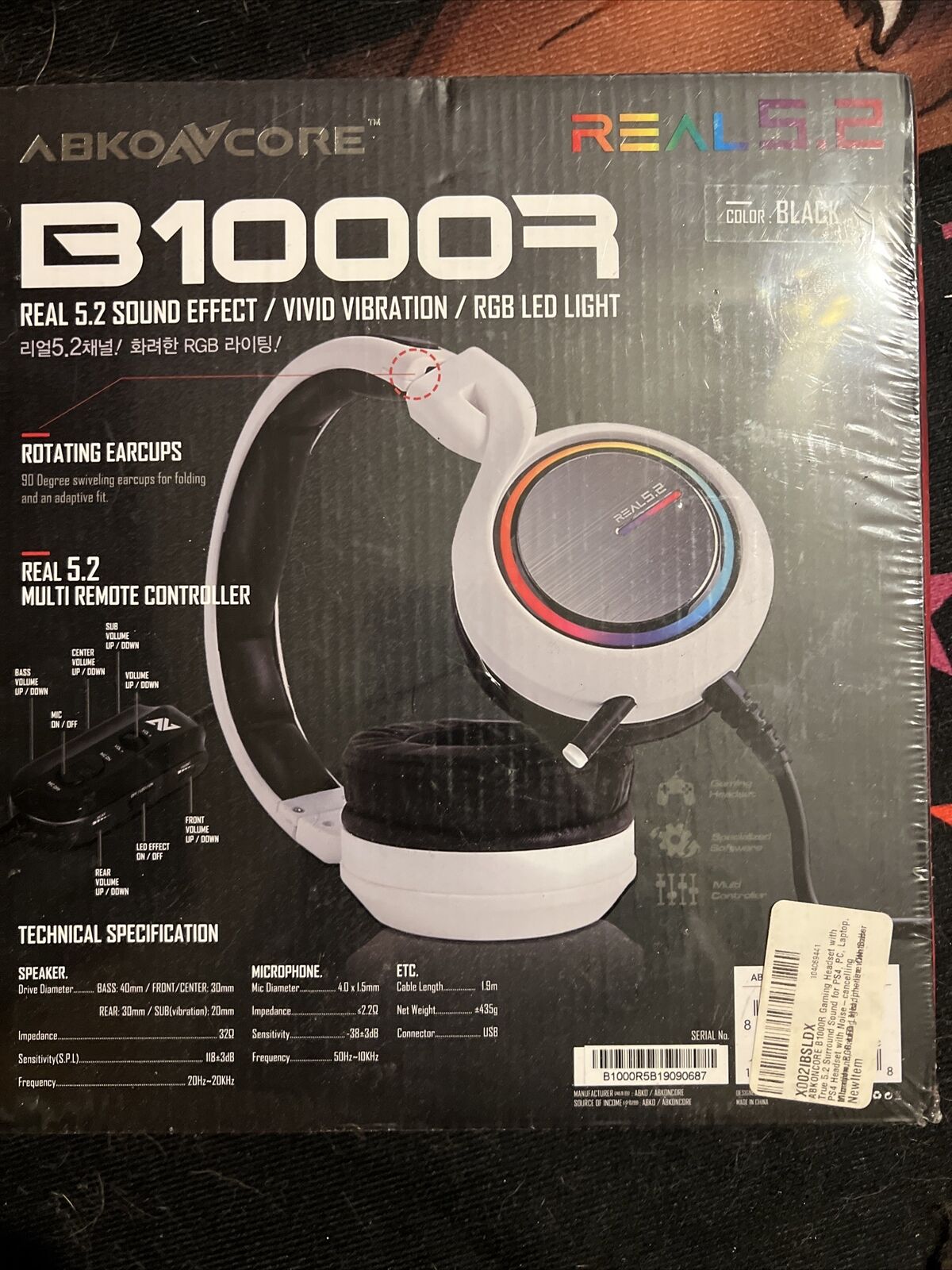 ABKO B1000R REAL 5.2 Gaming Headset New