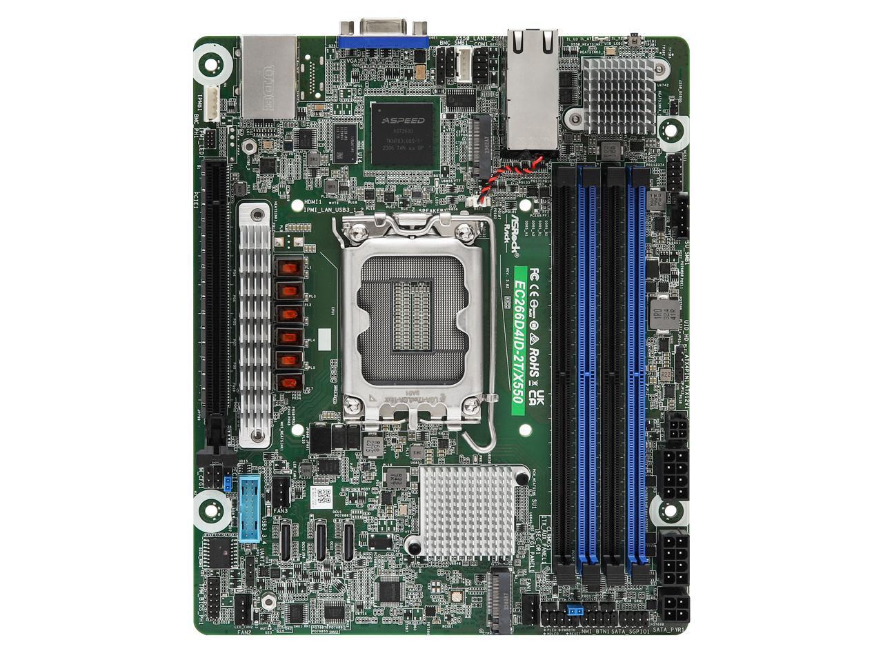 ASRock rack EC266D4ID-2T/X550,Intel Xeon E-2400 series and Intel® Pentium® Gold