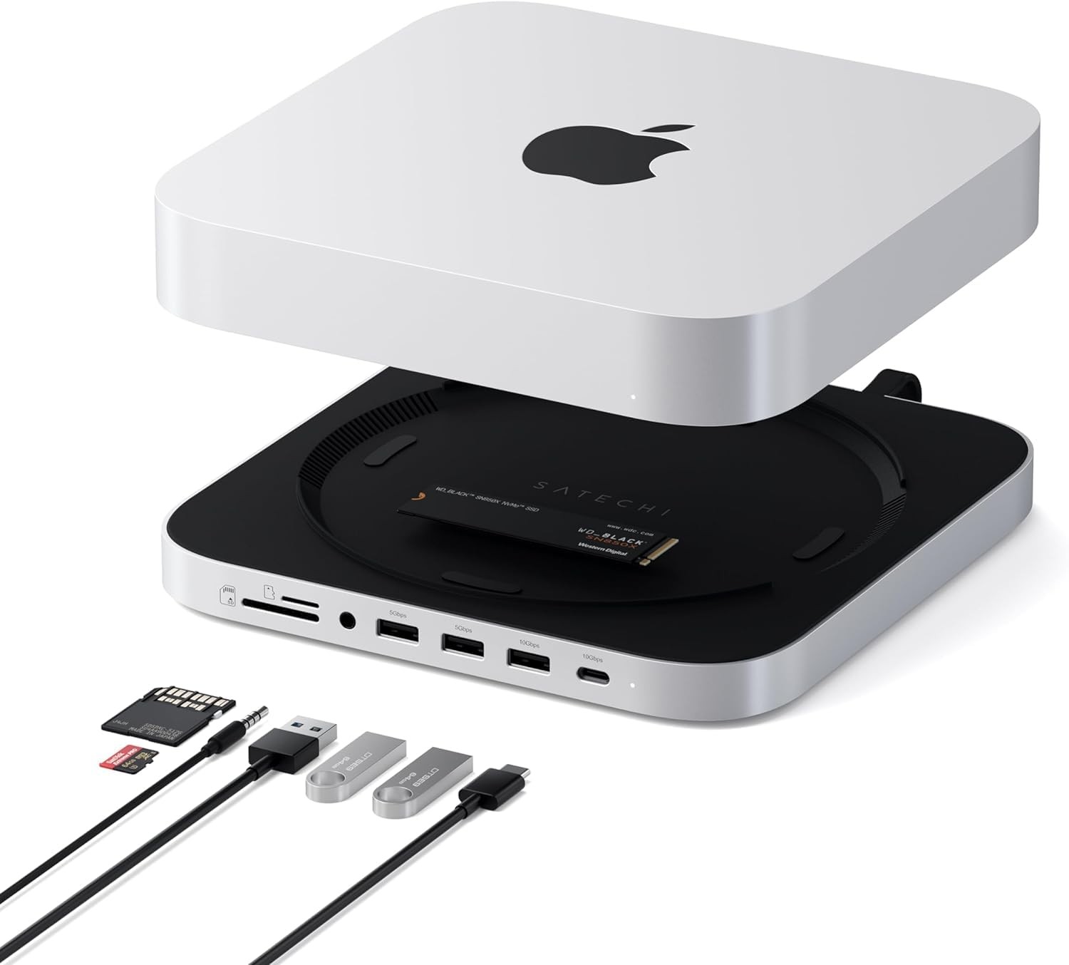 Satechi Mac mini Hub & Stand with SSD Enclosure for NVME/SATA M.2, Mac mini Dock