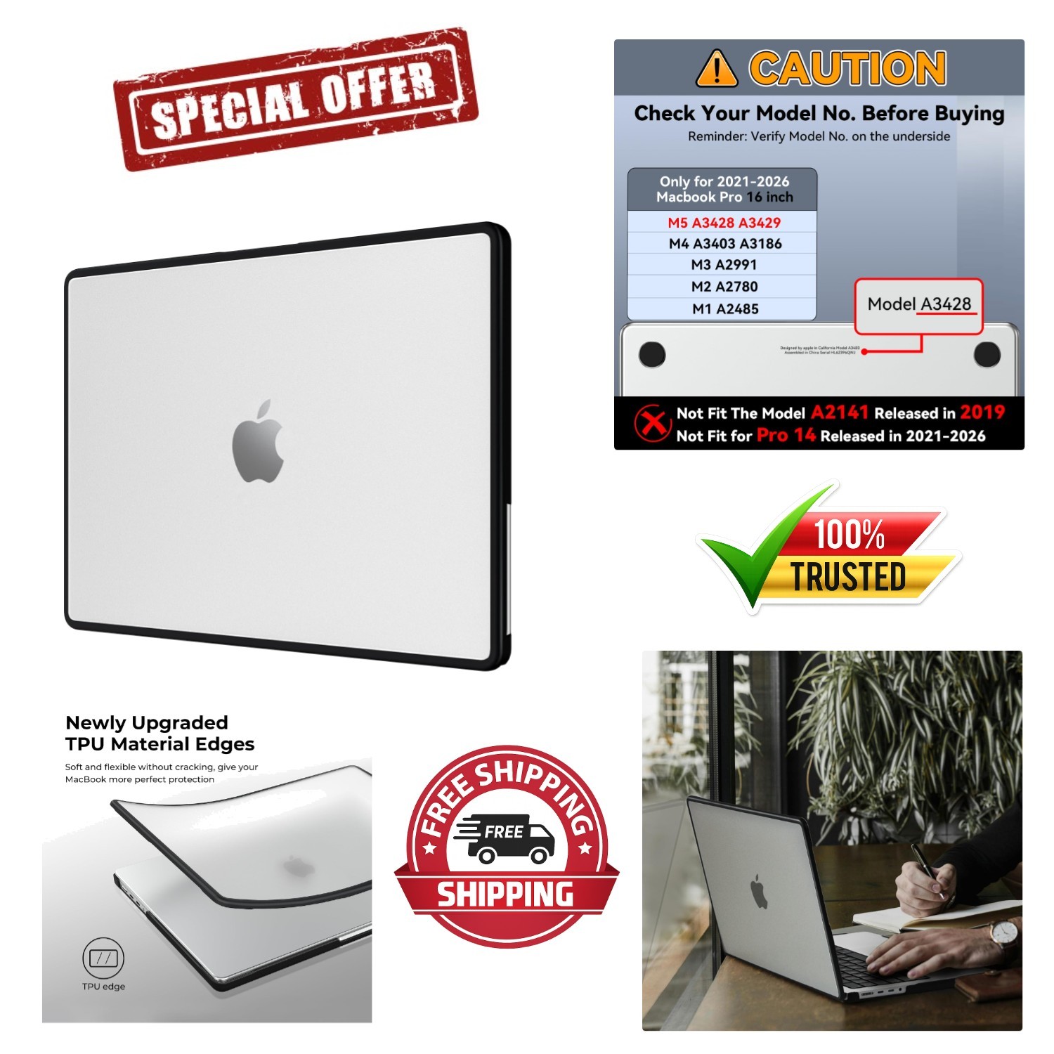 Durable Anti-Scratch MacBook Pro 16 inch Case: Soft TPU Bumper Protection