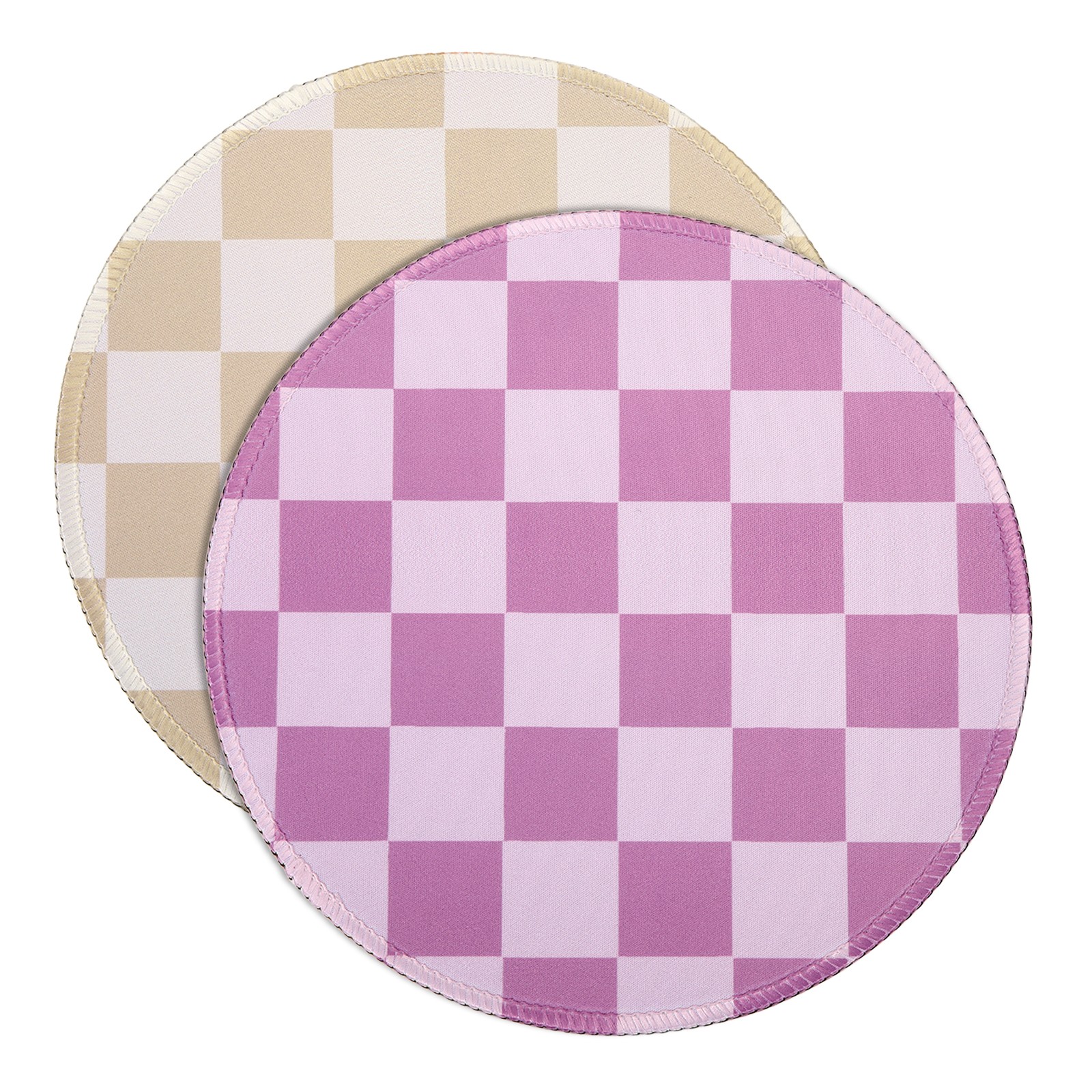 2Pcs Checkered Mouse Pad Plaid Grid 8.7", Light Brown/Gray, Lake Blue/Gray Green