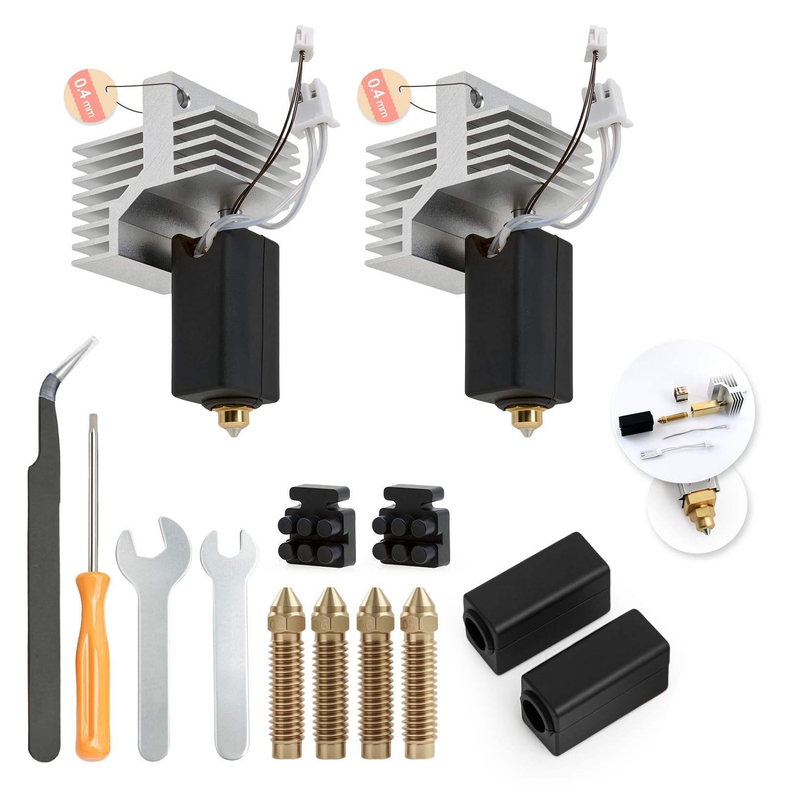 2PK 0.4MM CC2 Hardened Steel Ceramic Hotend for Centauri Carbon 2 Hot End